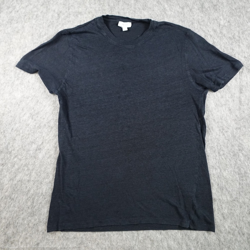 Reiss Shirt Mens Large Navy Blue Linen Short Sleeve Venice